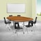Flash Furniture Mobile 86" Oval Wave Oak Table Set-16" Chairs XU-GRP-16CH-A3060CON-60-OAK-T-A-CAS-GG - alternate 1